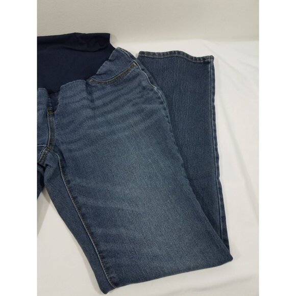 Indigo Blue Straight Leg Maternity Jeans Sz M Medium Wash Full Panel - Picture 3 of 9
